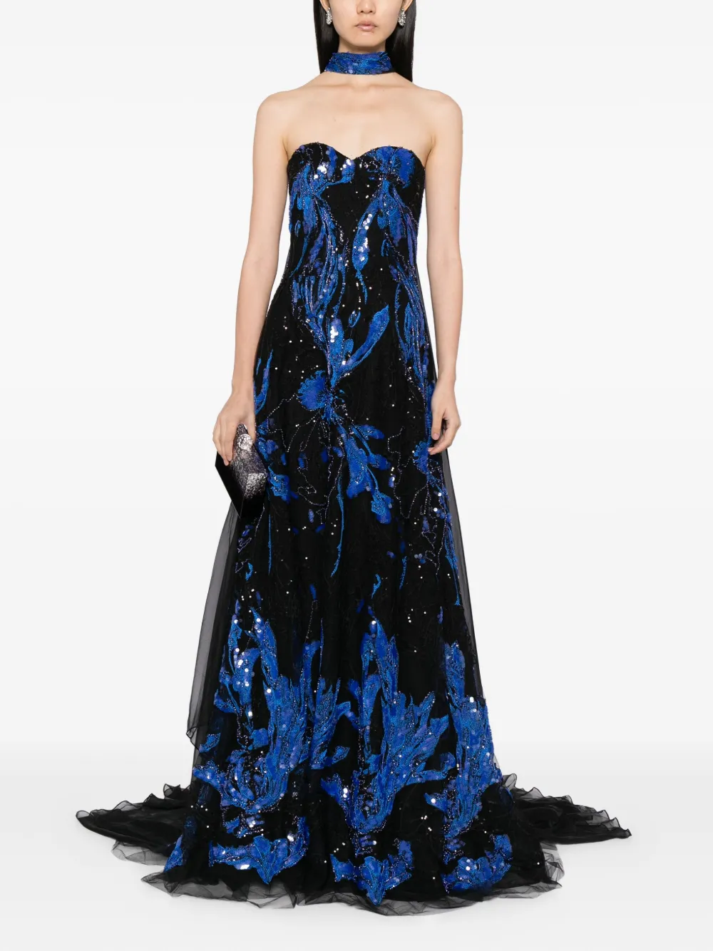 Saiid Kobeisy Strapless midi-jurk - Blauw