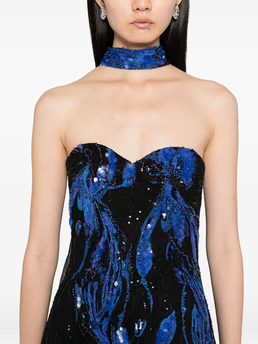 Saiid Kobeisy Strapless midi-jurk Blauw