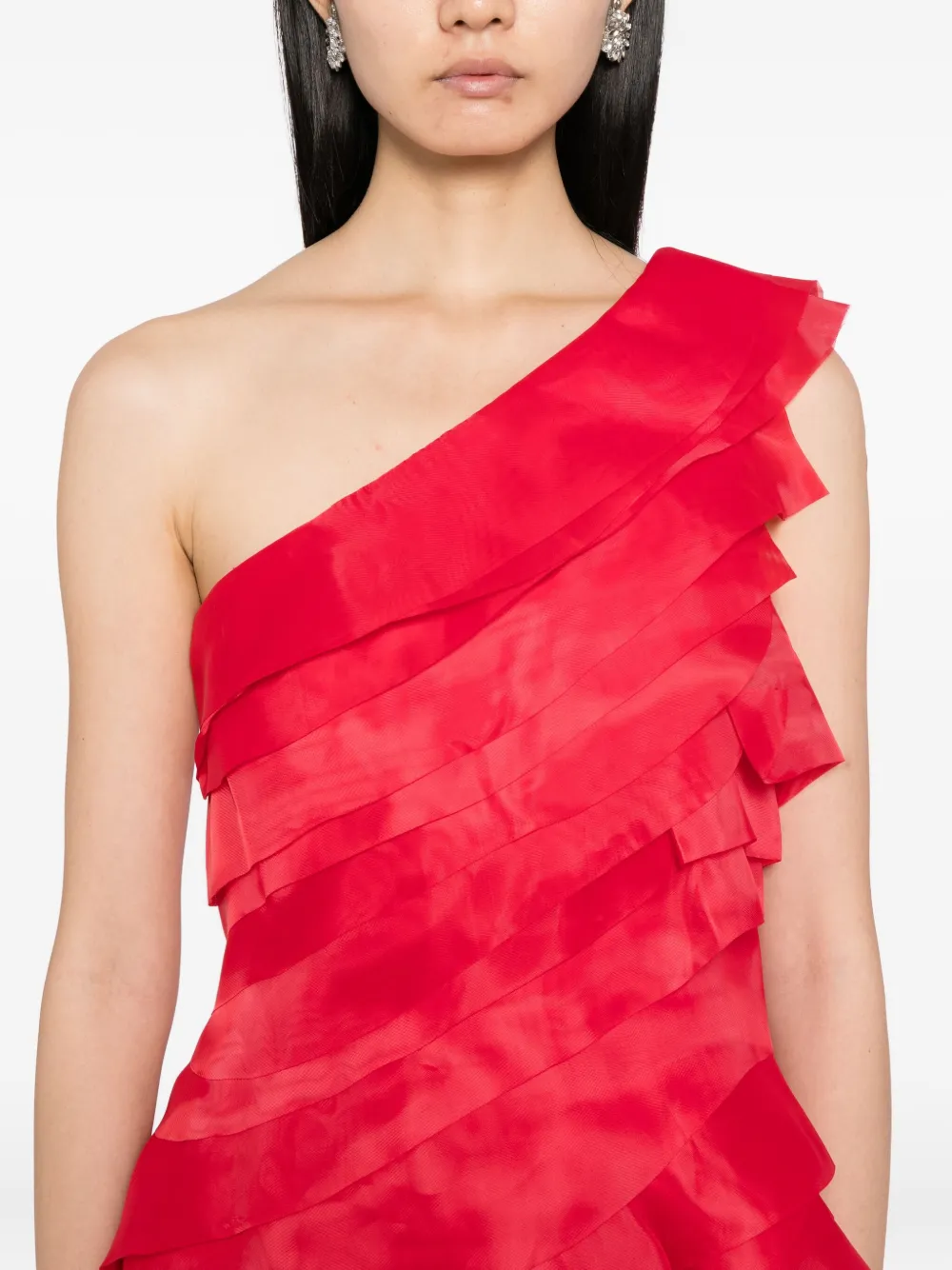 Saiid Kobeisy Gelaagde organza jurk Rood