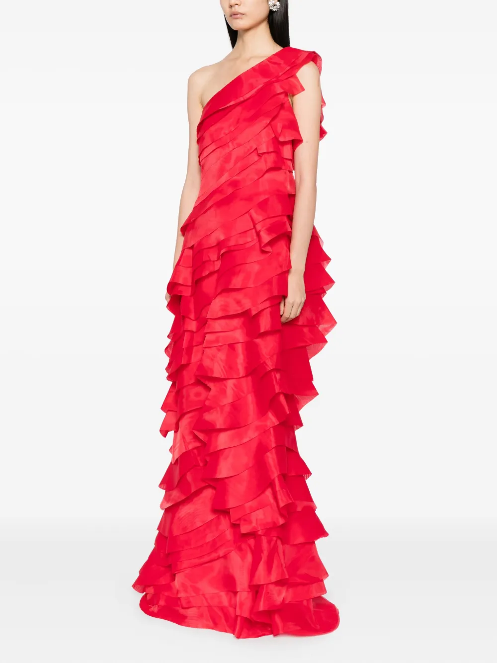 Saiid Kobeisy Gelaagde organza jurk Rood