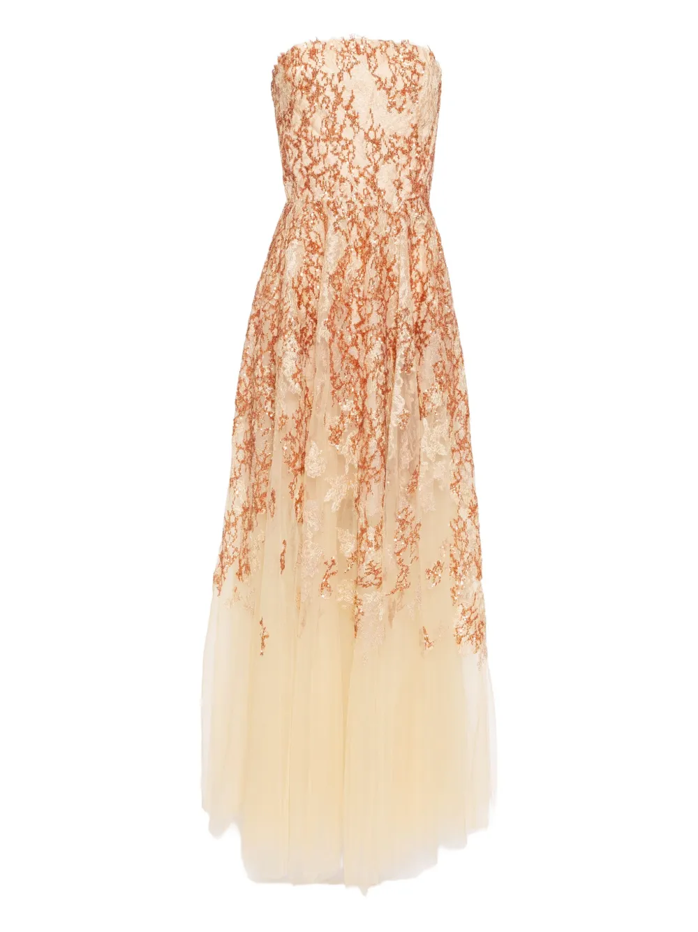 Saiid Kobeisy Strapless midi-jurk Beige