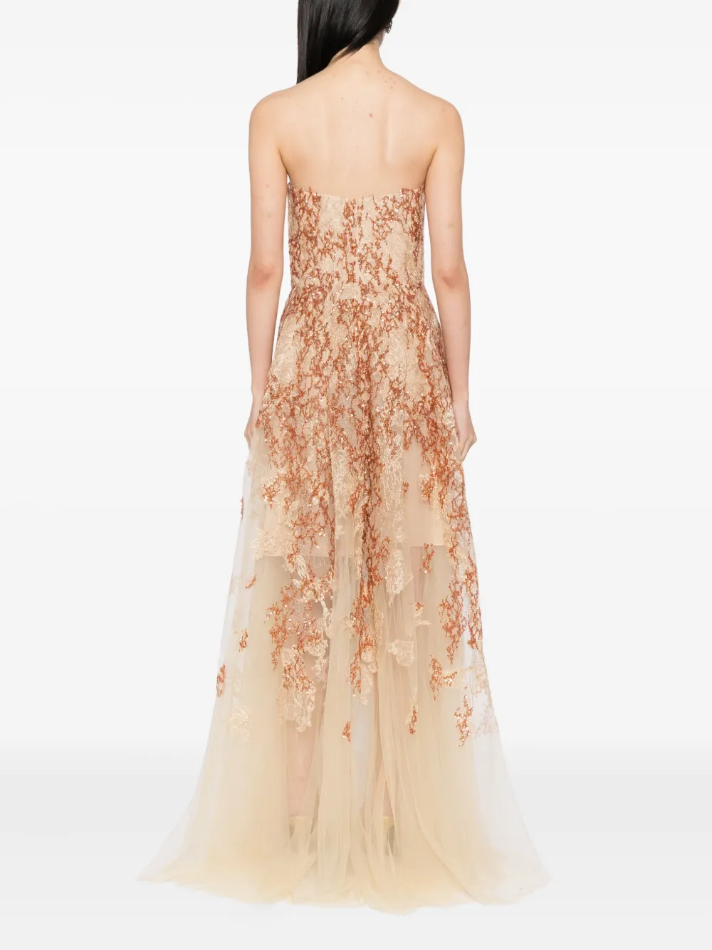Saiid Kobeisy Strapless midi-jurk Beige