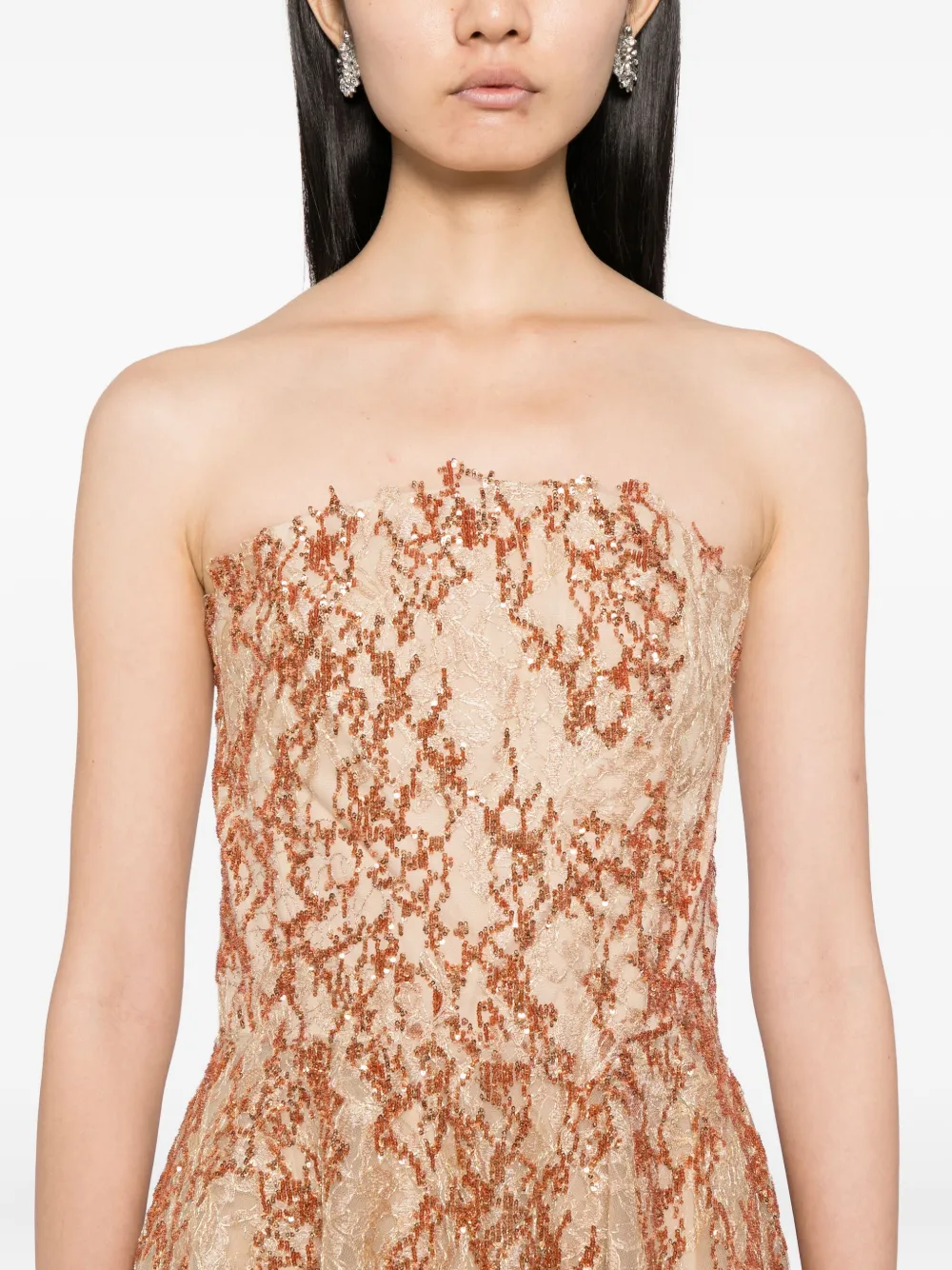 Saiid Kobeisy Strapless midi-jurk Beige