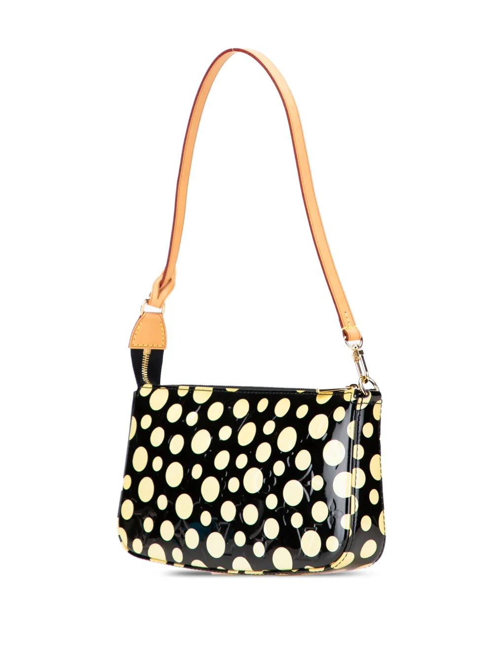 Pre-owned Louis Vuitton 2012 Yayoi Kusama Monogram Vernis Dots Infinity Pochette Accessoires Shoulder Bag In Black