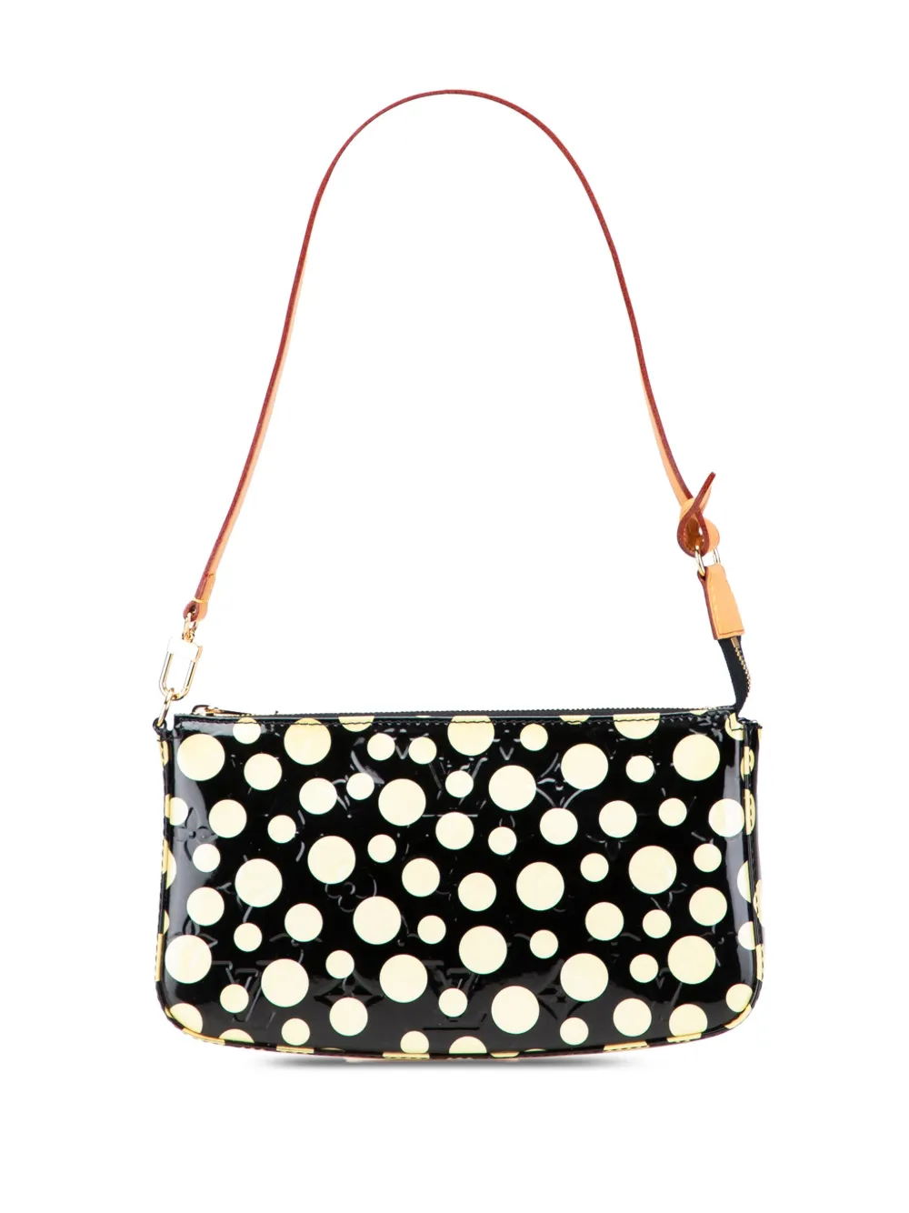 Pre-owned Louis Vuitton 2012 Yayoi Kusama Monogram Vernis Dots Infinity Pochette Accessoires Shoulder Bag In Black