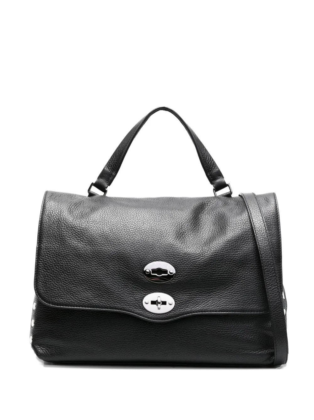 Zanellato small Postina pebbled-texture stud-detailed shoulder bag Zwart