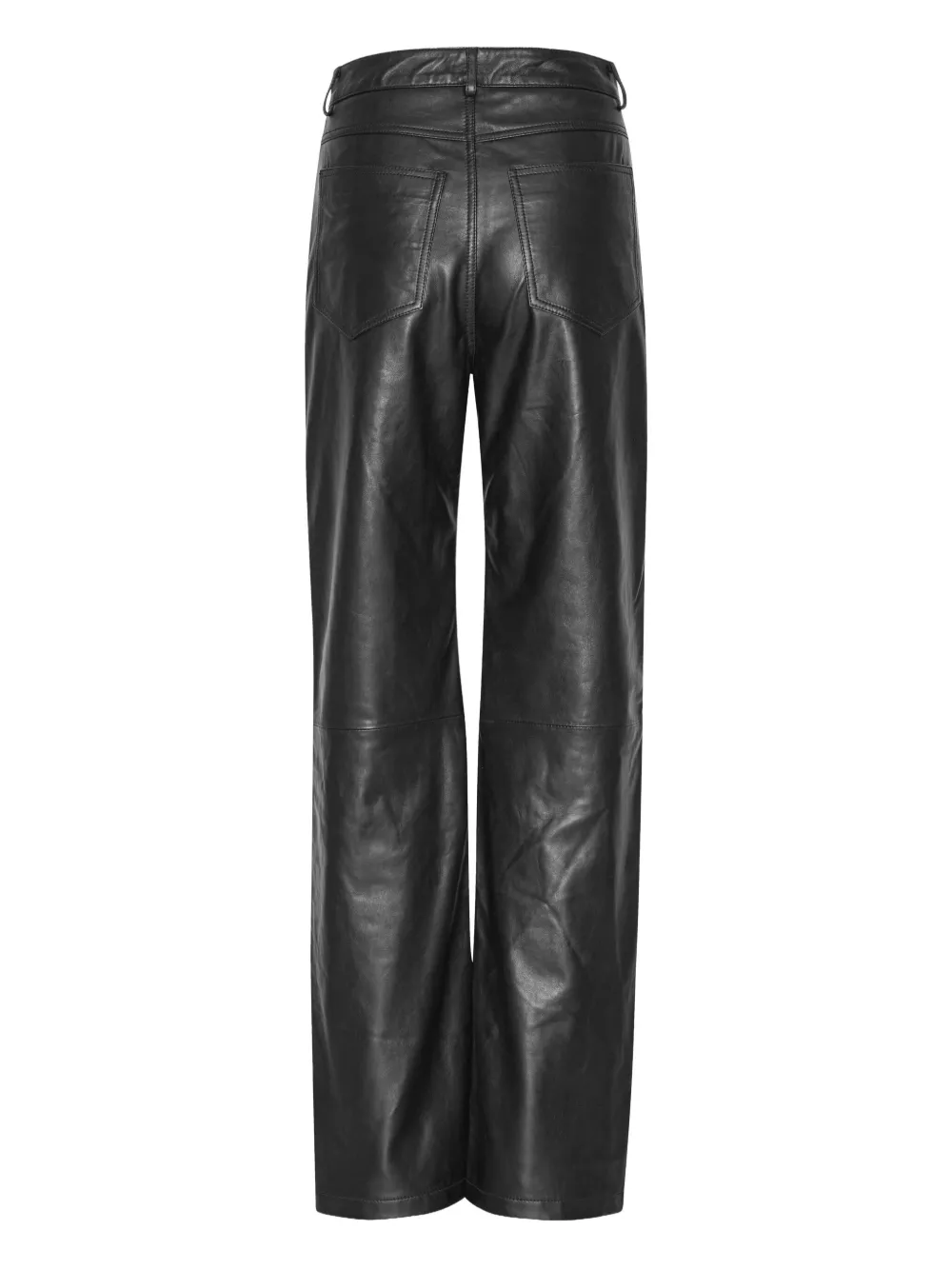 Rotate Birger Christensen Rotie Snake-effect Vegan Leather Straight-leg Pants In Black