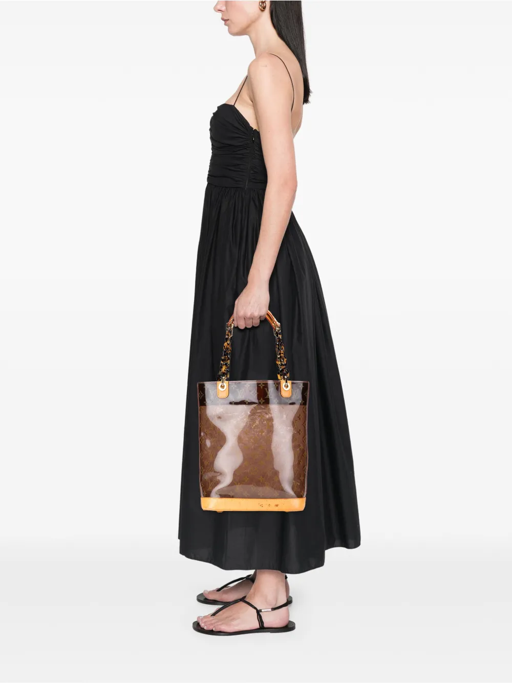 Pre-owned Louis Vuitton 2003 Monogram Cabas Sac Ambre Mm Tote Bag In Brown