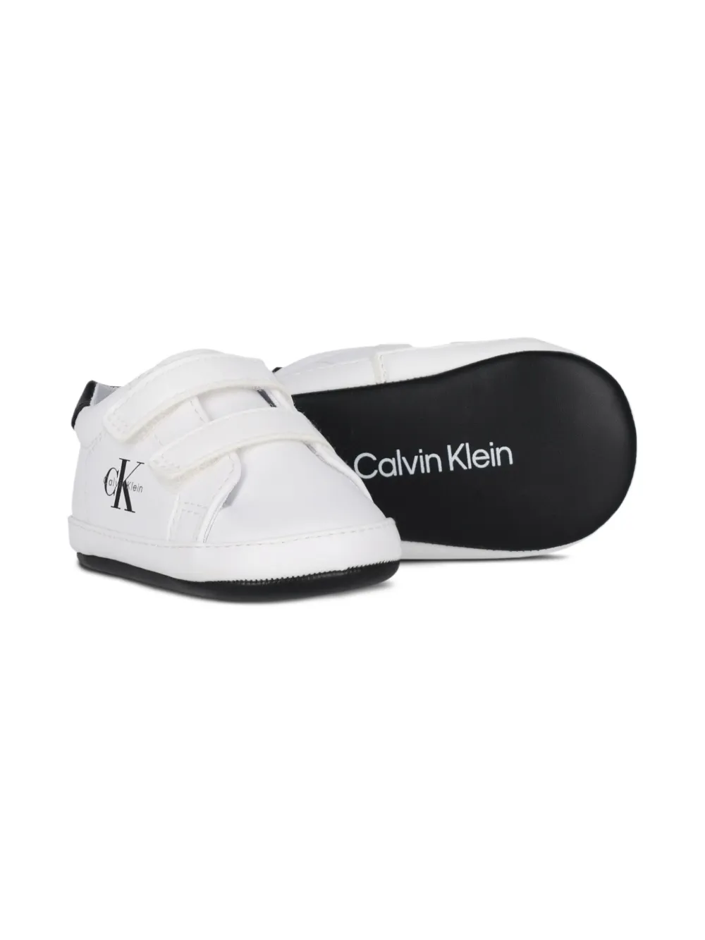 Calvin Klein Logo Double-strap Pre-walkers In White