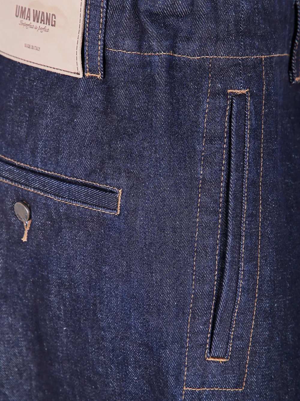 Uma Wang Drawstring Waist Trousers With Pockets And Loops In Blue