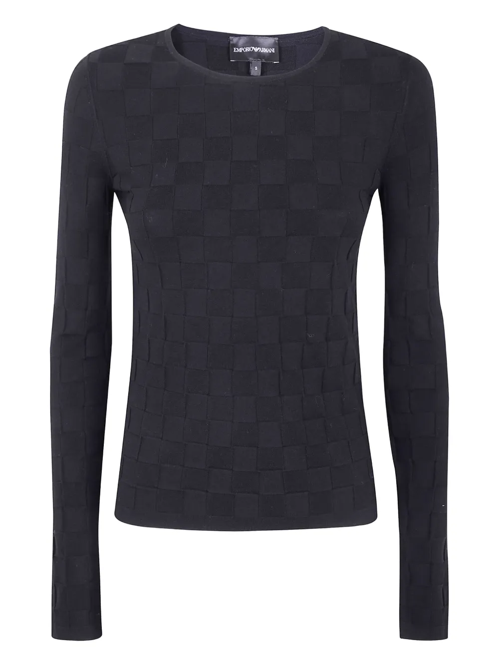 Emporio Armani check-pattern long-sleeve sweater Zwart
