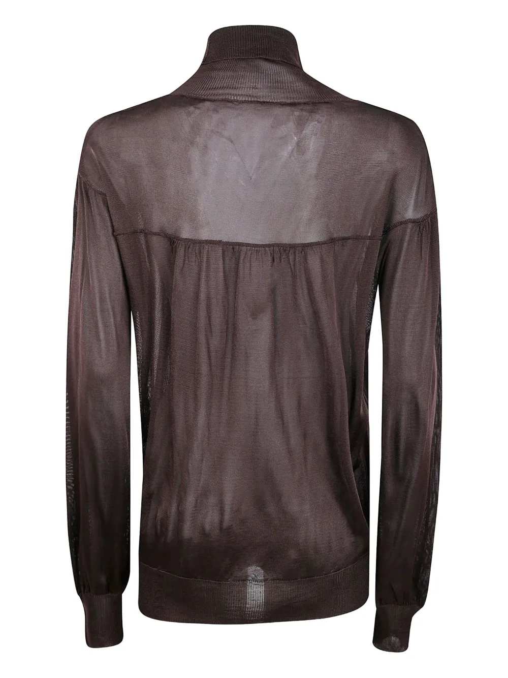 Aviu Turtleneck Sheer Knitted T-shirt In Brown