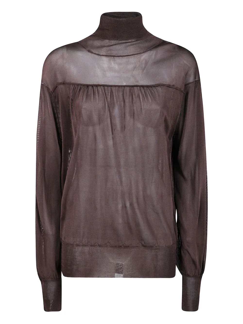 Aviu Turtleneck Sheer Knitted T-shirt In Brown