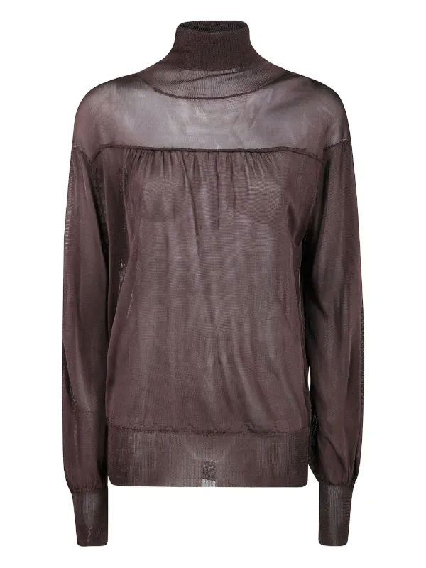 Aviù Turtleneck Sheer Knitted T-shirt Brown FARFETCH PH
