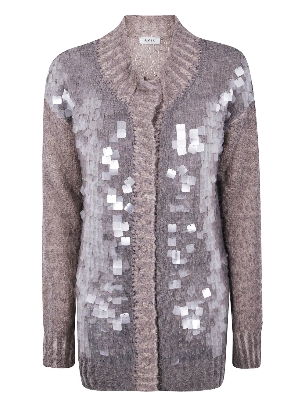 Aviu Sequin-embellished Wool Cardigan In Gray