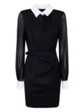 Blugirl pleated-front collared belted day dress - Black