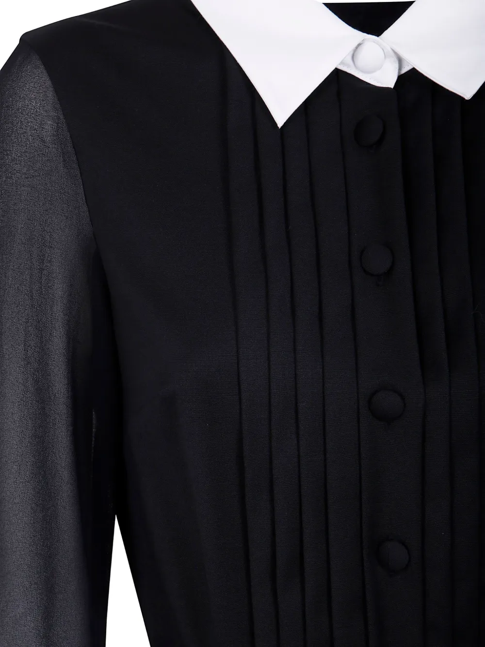 Blugirl pleated-front collared belted day dress Zwart