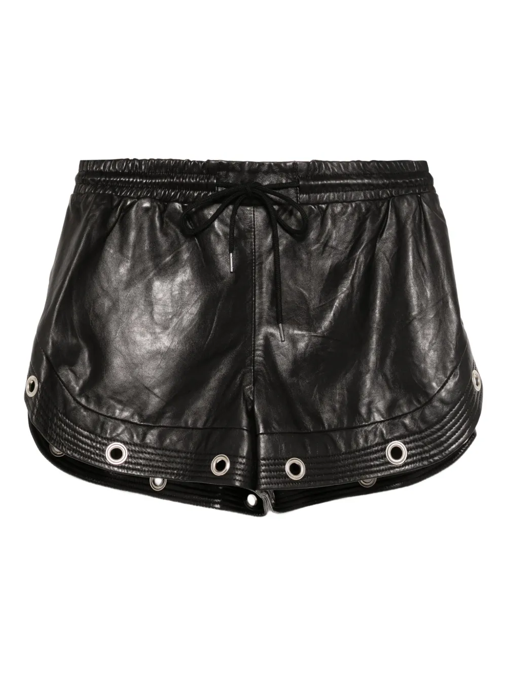 R13 Leren shorts Zwart