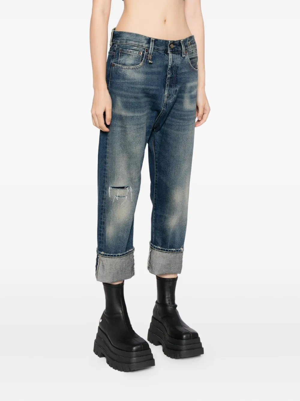R13 Jeans met verlaagde pijpen Blauw