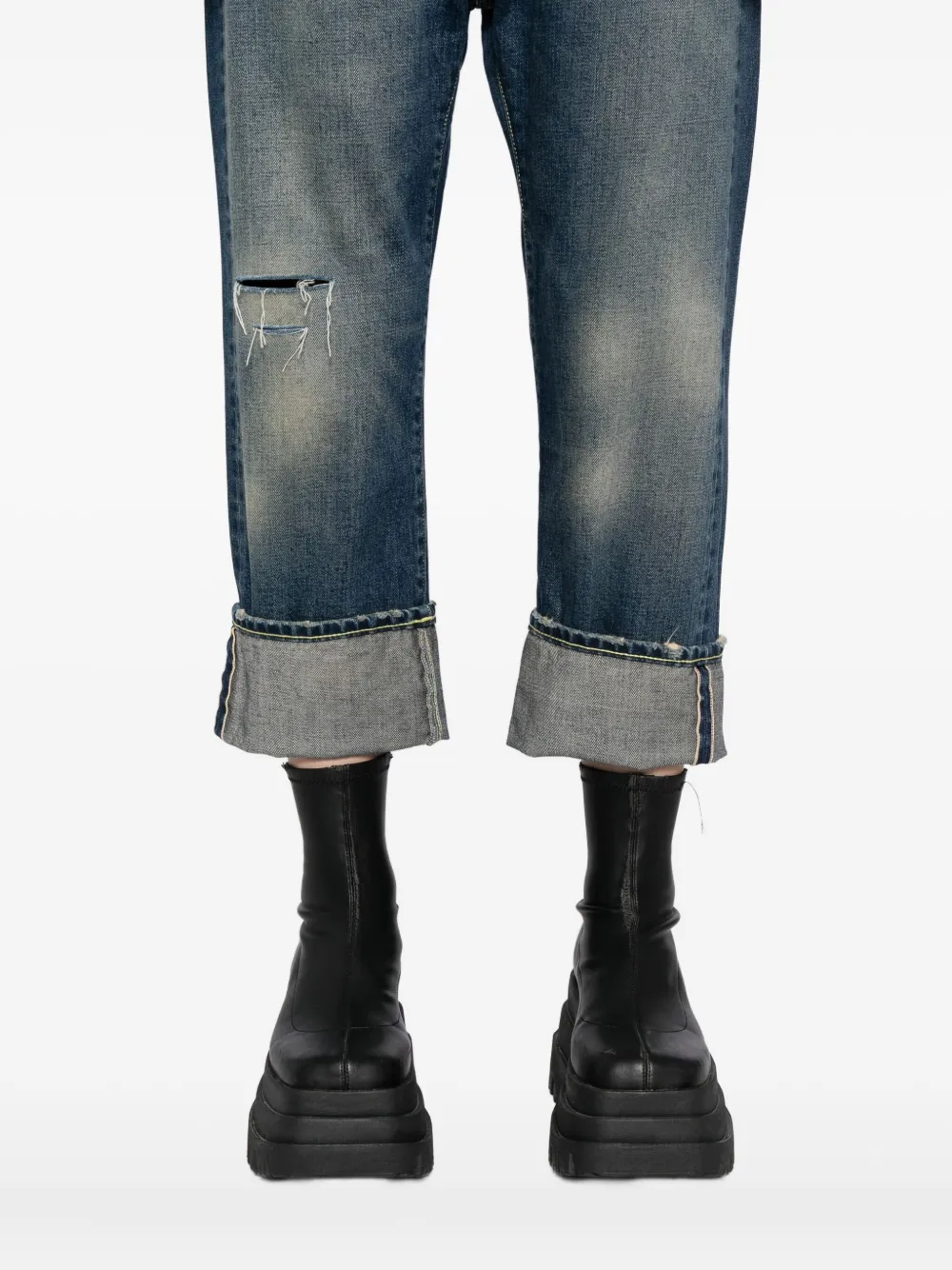R13 Jeans met verlaagde pijpen Blauw