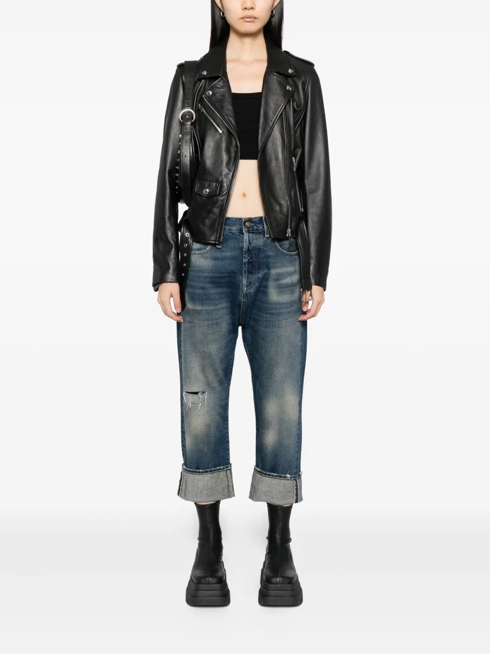 R13 Jeans met verlaagde pijpen - Blauw