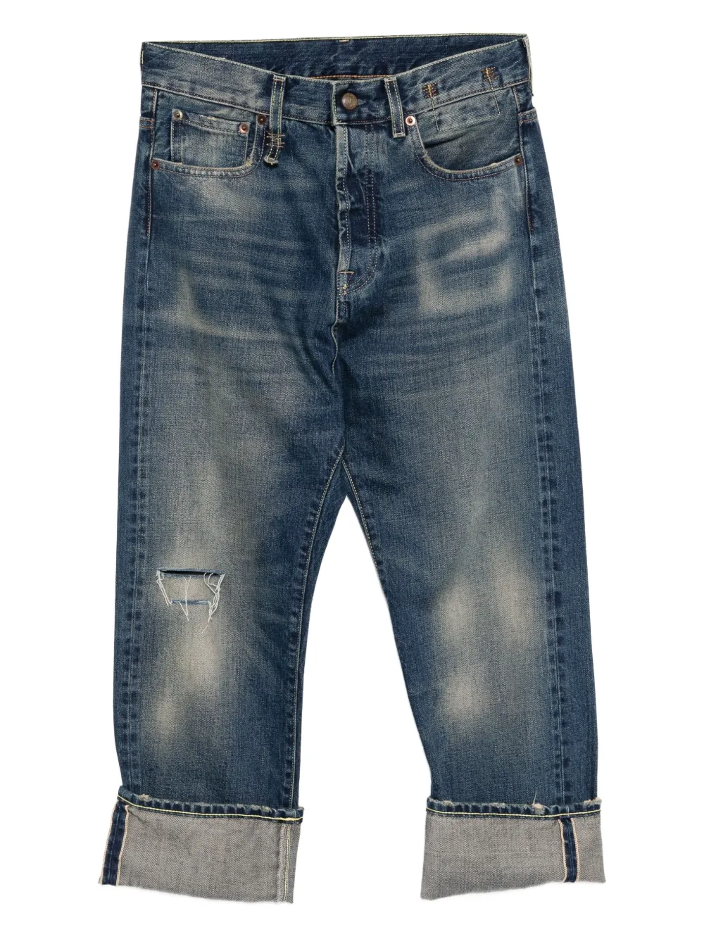 R13 Jeans met verlaagde pijpen Blauw
