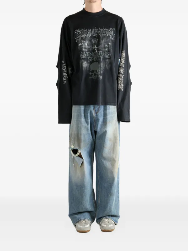 vetements VETEMENTS 長袖シャツ　目立った汚れ等なし　黒 VETEMENTS long-sleeve Sweater | Black | FARFETCH AO