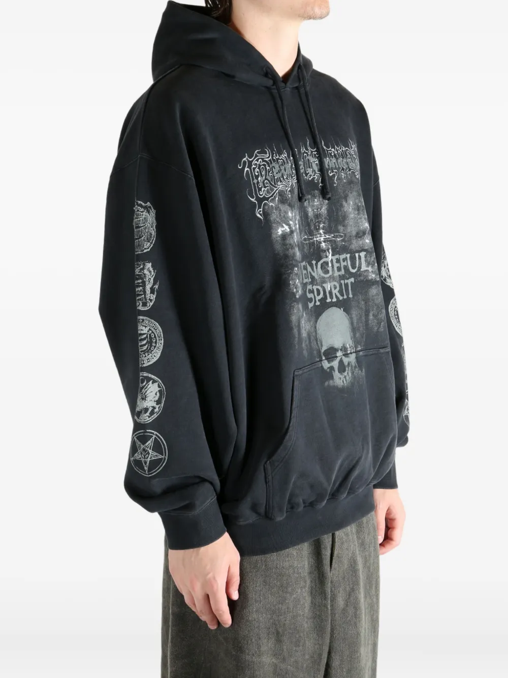 VETEMENTS Vengeful Spirit graphic-print hoodie Zwart