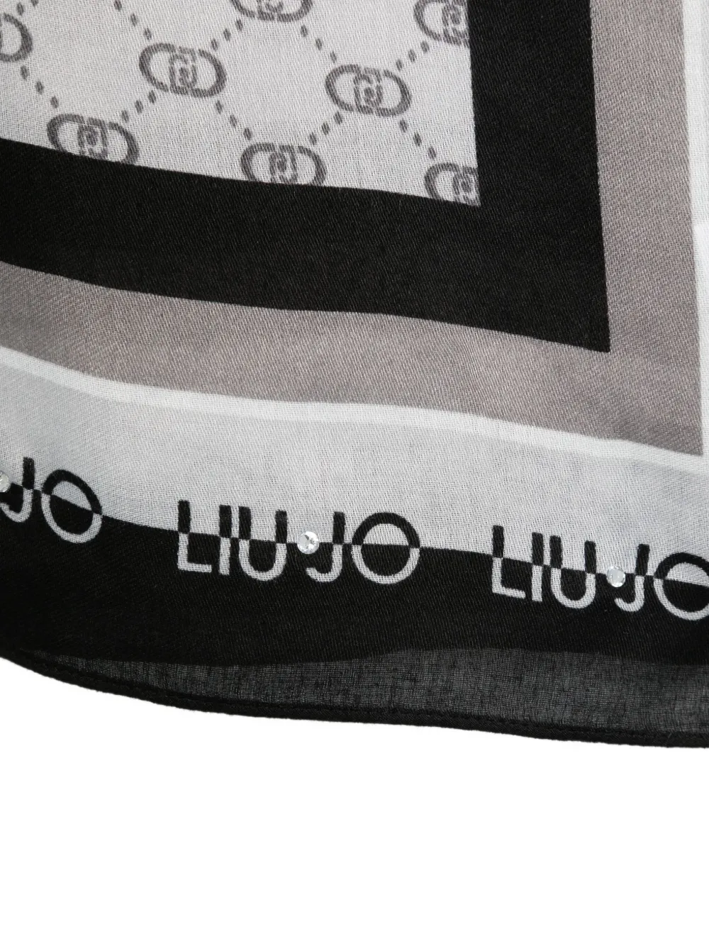 Liu •jo Chain-print Logo Scarf In Gray