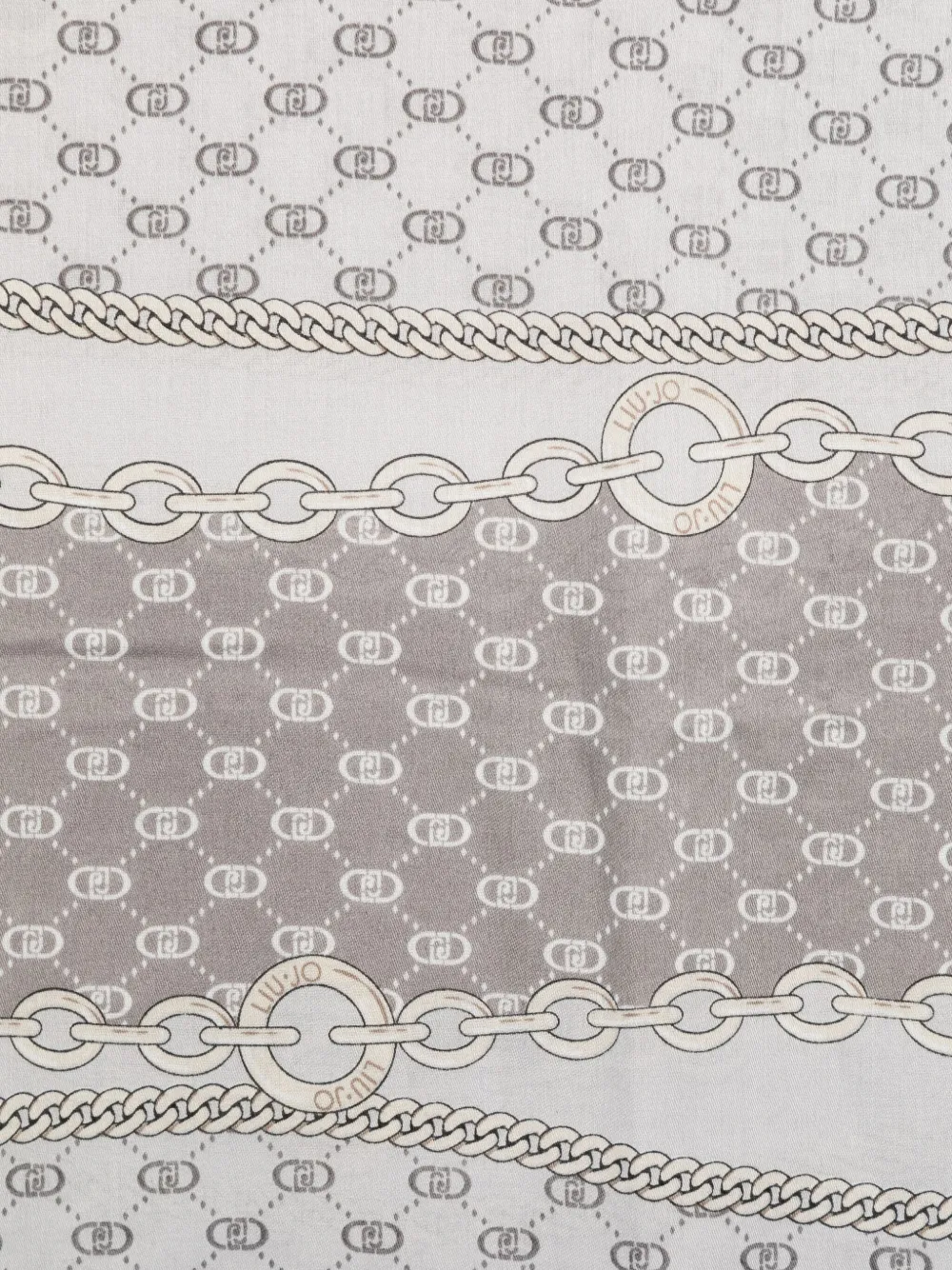 Liu •jo Chain-print Logo Scarf In Gray