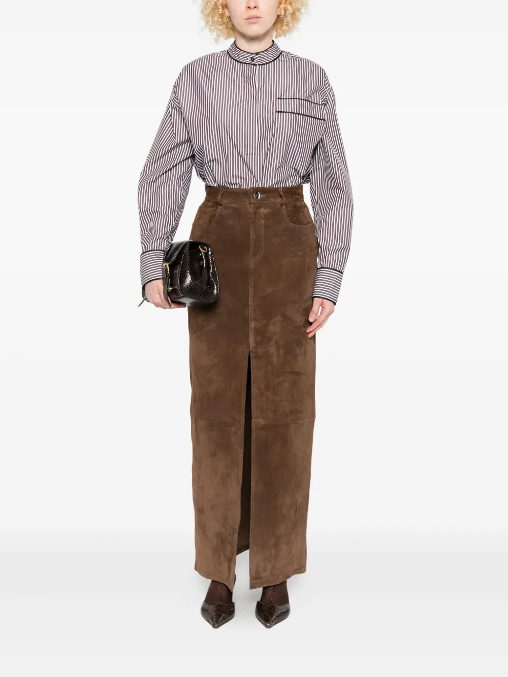 LouLou de Saison Verna gestreepte blouse - Bruin