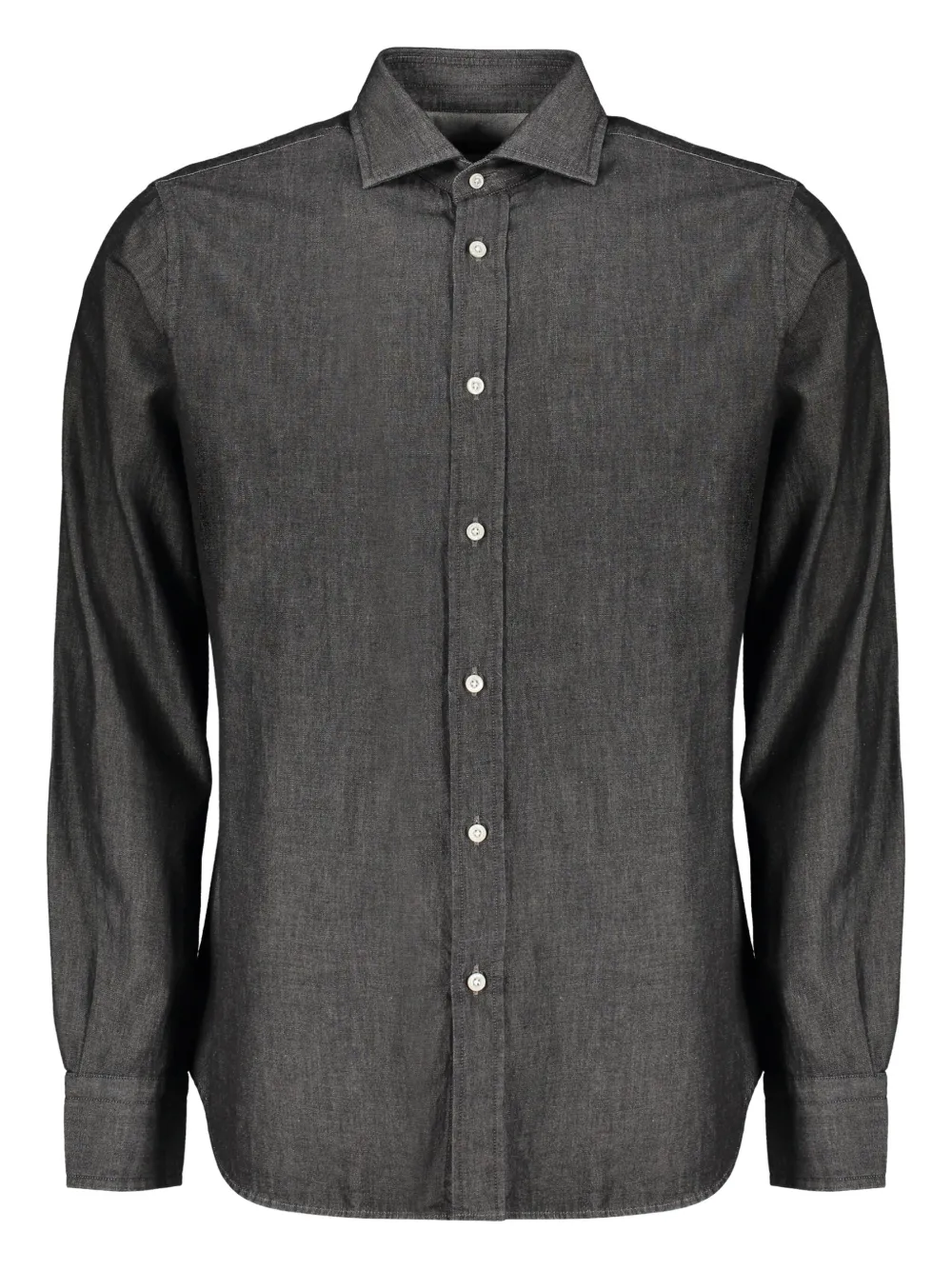 Moorer rounded-hem denim shirt Zwart