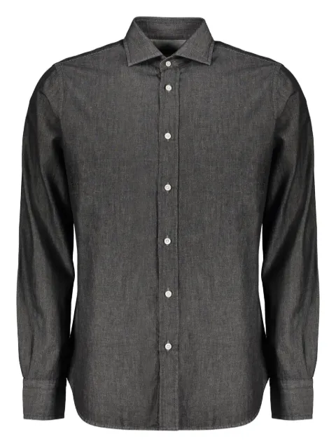 Moorer rounded-hem denim shirt
