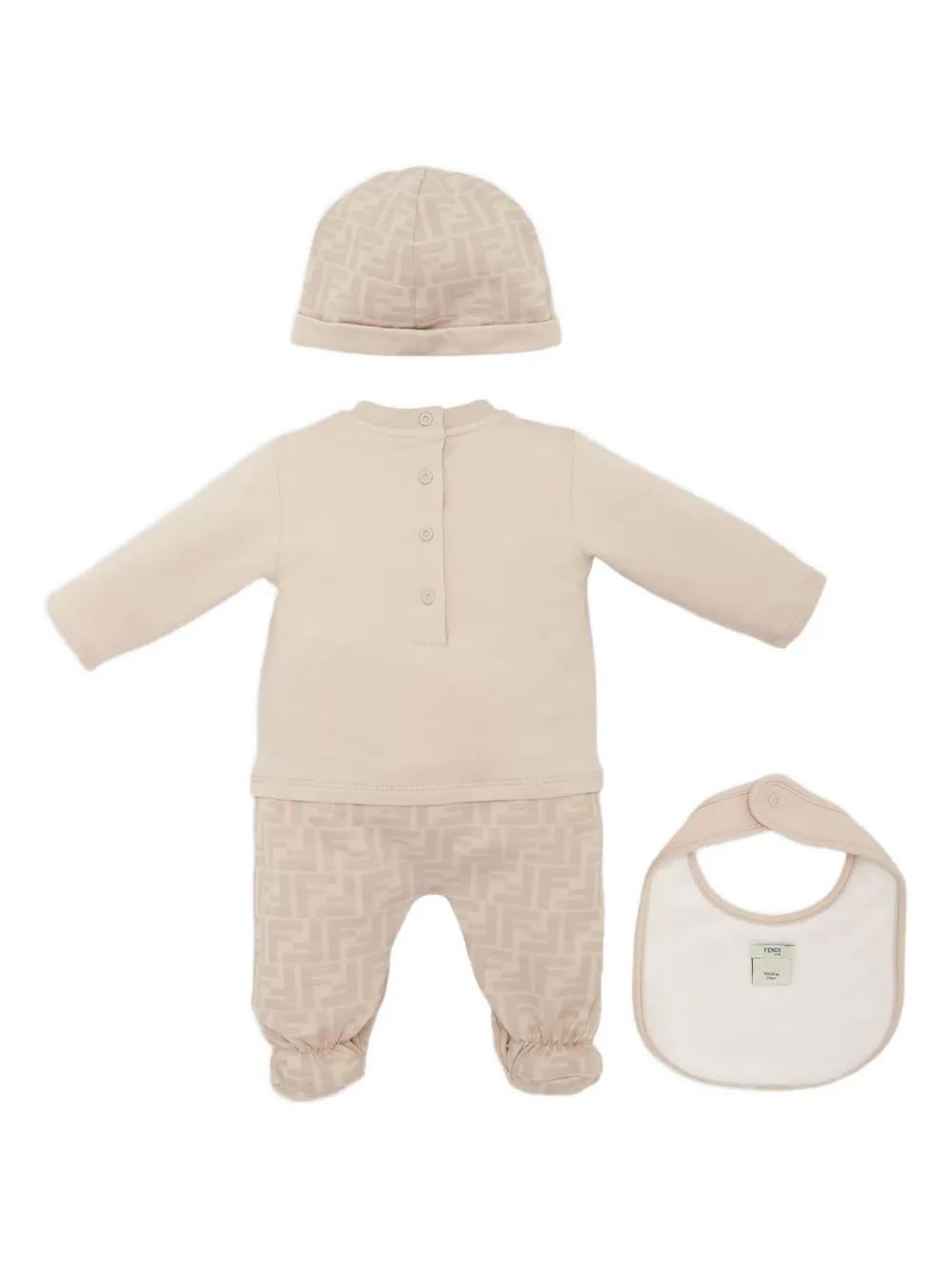 Fendi Kids FF logo babygrow set Beige