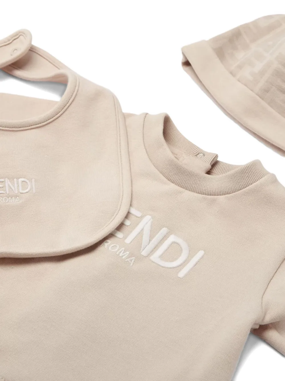 Fendi Kids FF logo babygrow set Beige