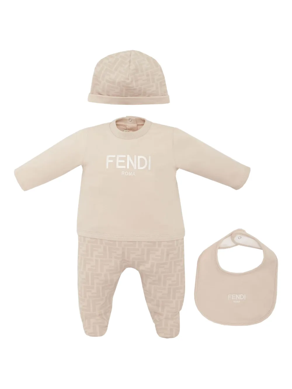 Fendi Kids FF logo babygrow set Beige
