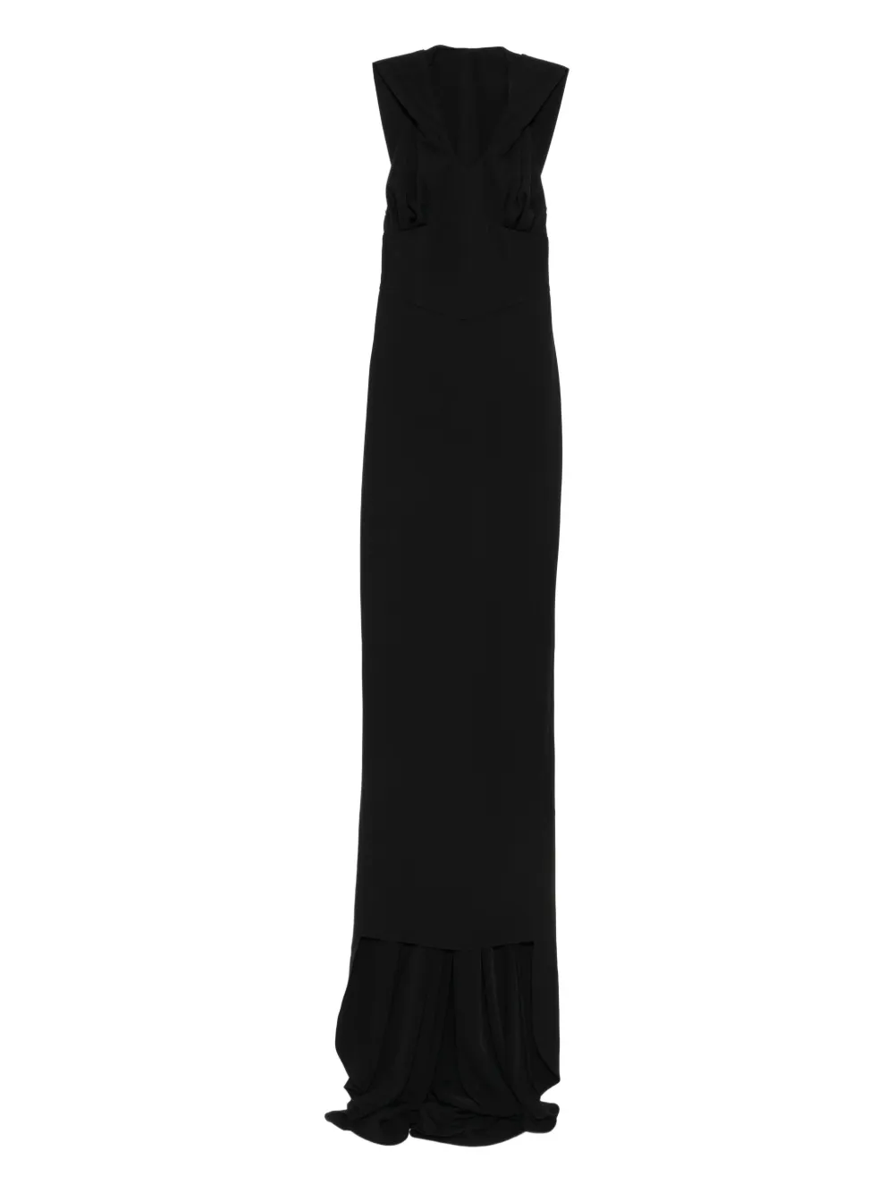 Vestiaire d'un Oiseau Libre hooded draped V-neck gown | Black | Image 1