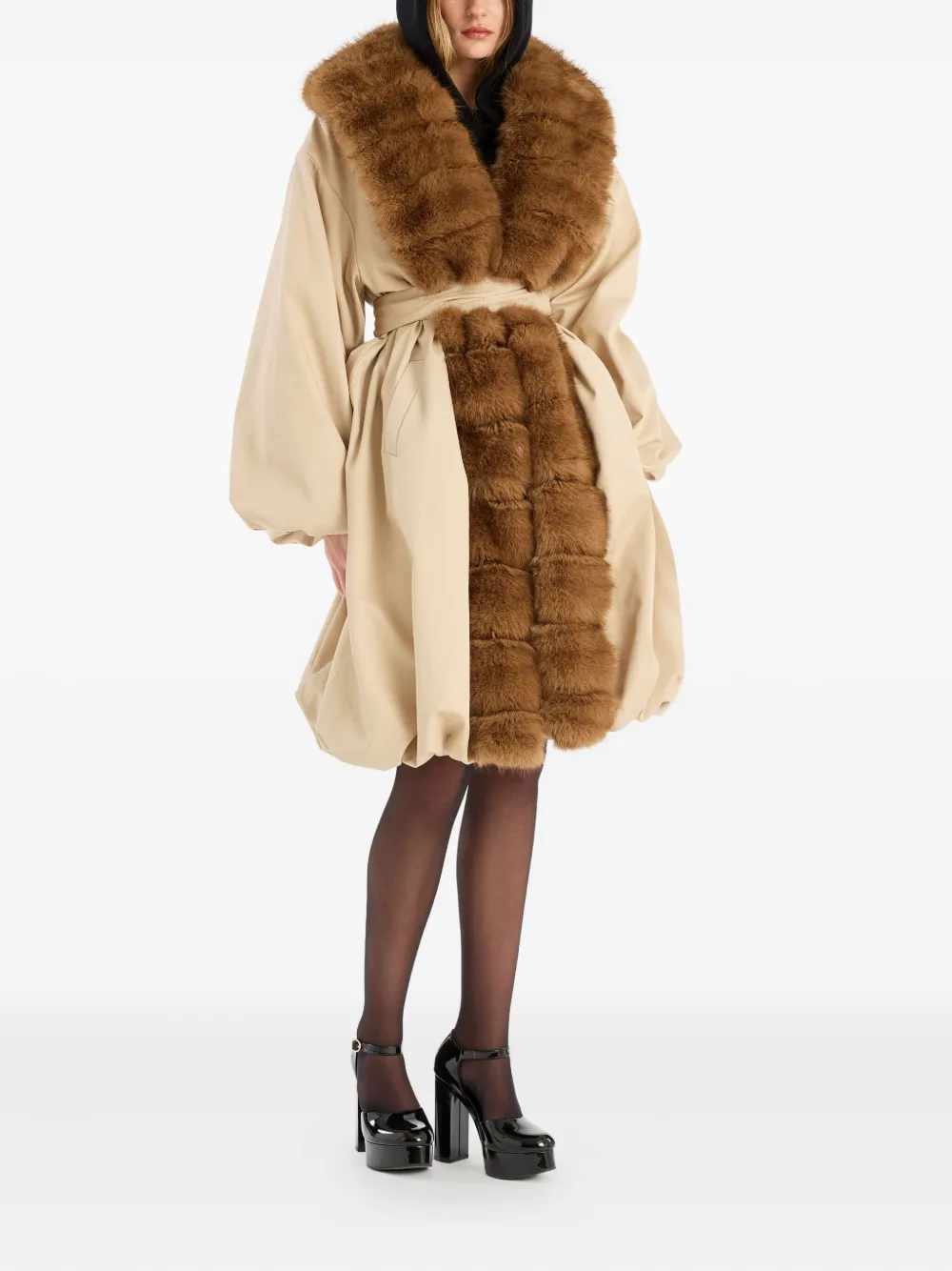 ROTATE BIRGER CHRISTENSEN faux-fur-collar balloon-hem coat | Faux Fur & Shearling Coats | Image 2