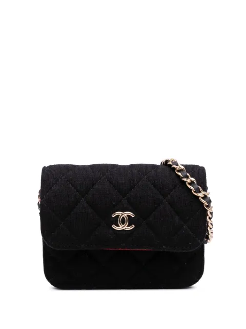 CHANEL Pre-Owned 2019 CC VIP Flap gewatteerde jersey mini-crossbodytas