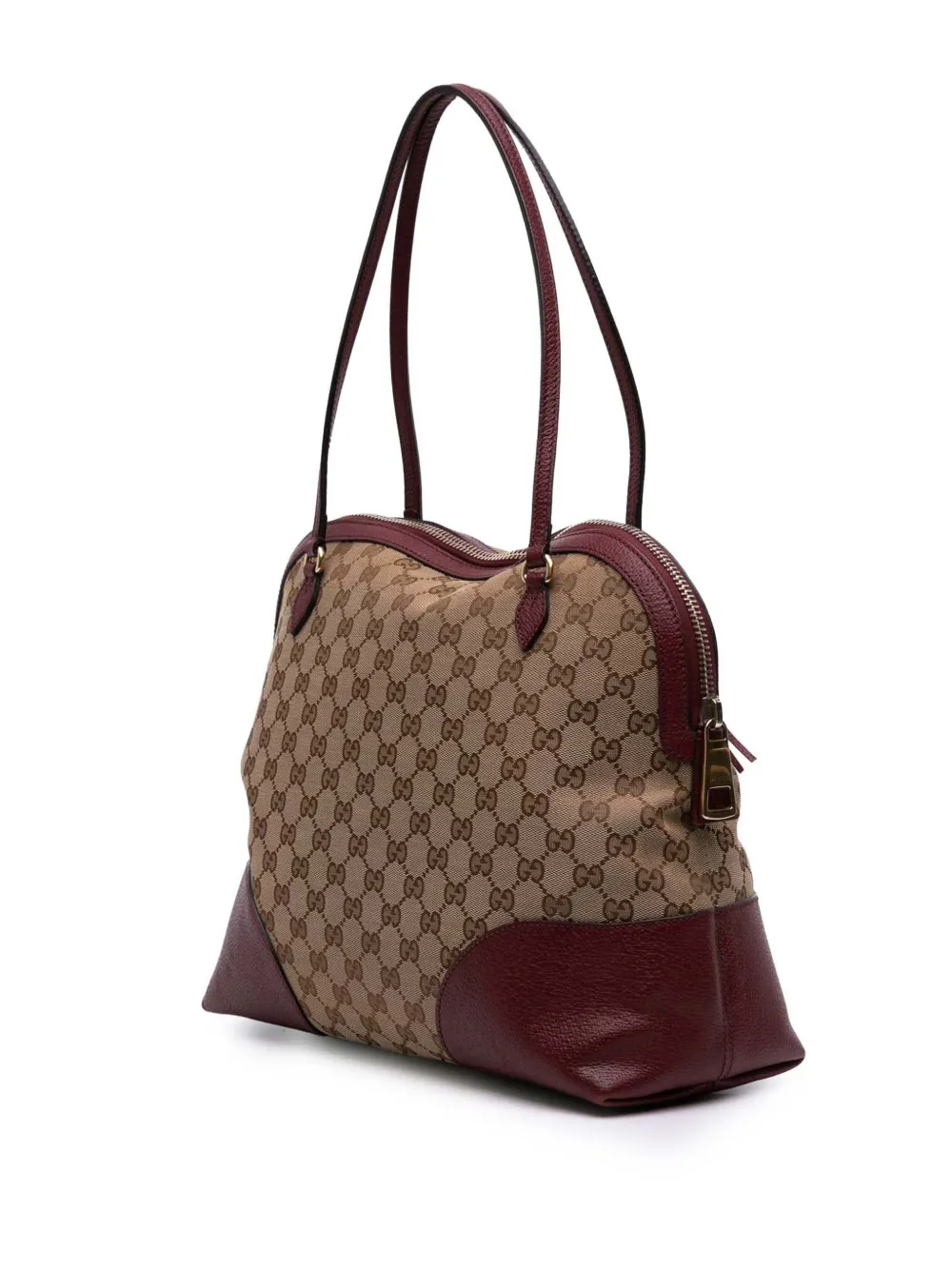 Pre-owned Gucci 2016-2025 Medium Gg Canvas Bree Dome Tote Bag In Brown