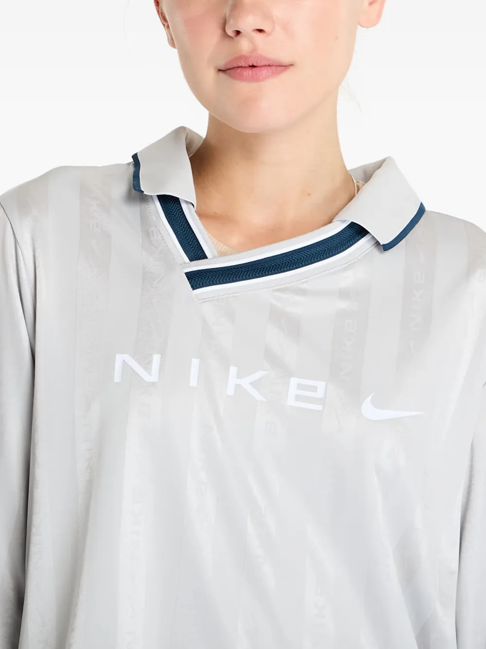 Nike jacquard long-sleeve polo top Grijs