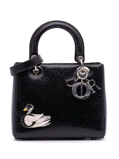 Christian Dior Pre-Owned 2016 Medium Ceramic Effect Deerskin Jeweled Swan Lady Dior satchel