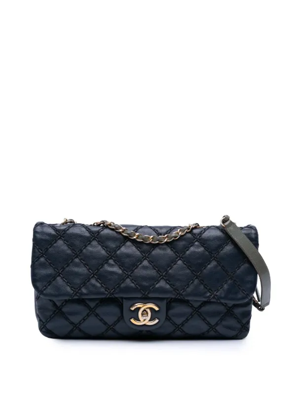 CHANEL ネイビー キルティング ショルダーバッグ