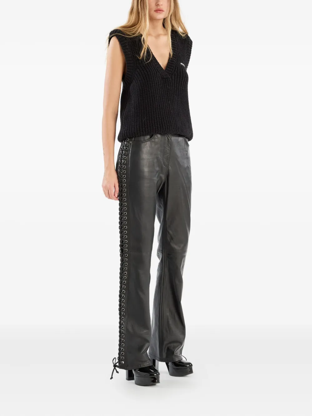 ROTATE BIRGER CHRISTENSEN laced leather trousers | Straight-Leg Pants | Image 2