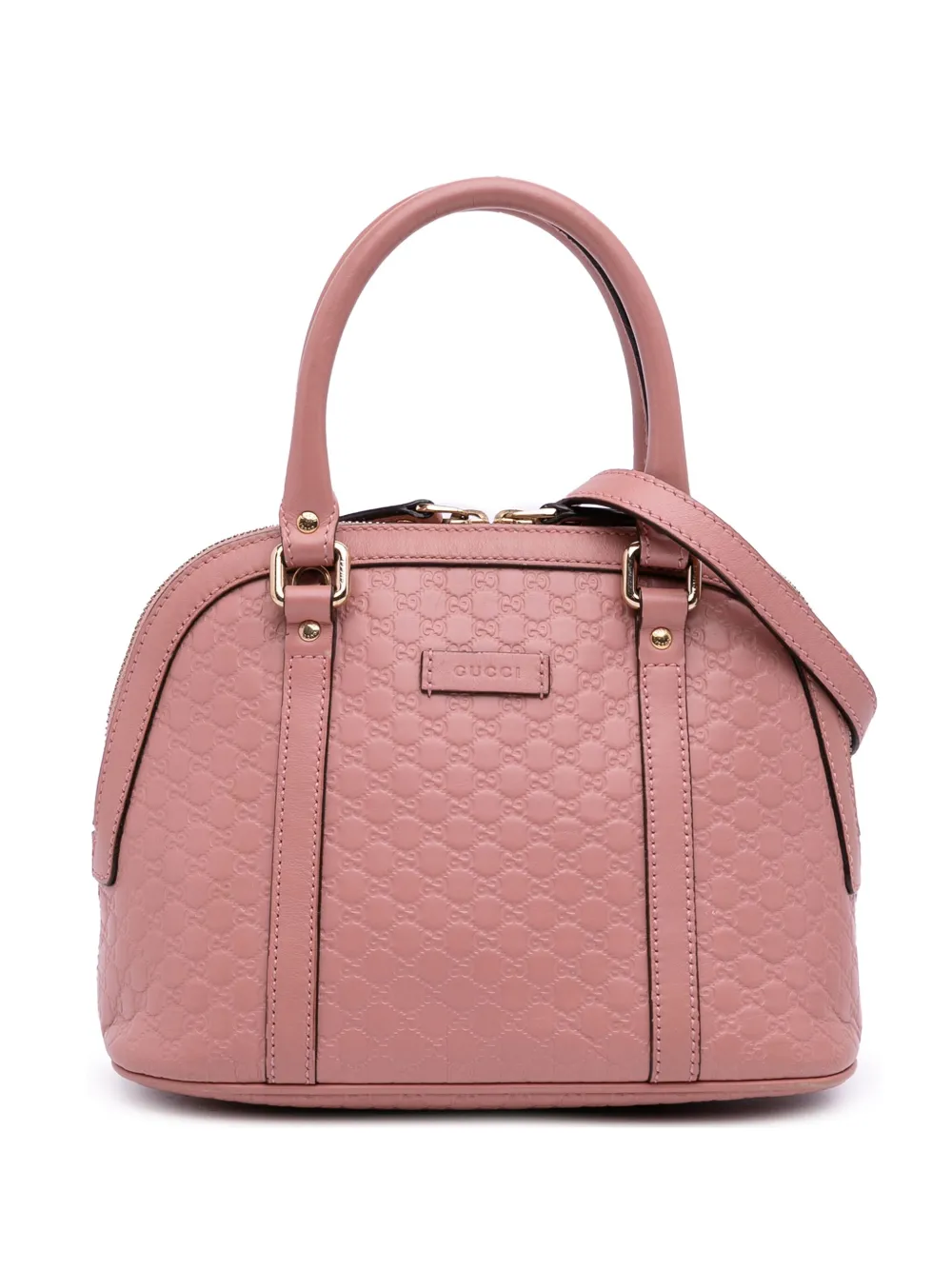 Pre-owned Gucci 2016-2025 Mini Microssima Dome Satchel In Pink