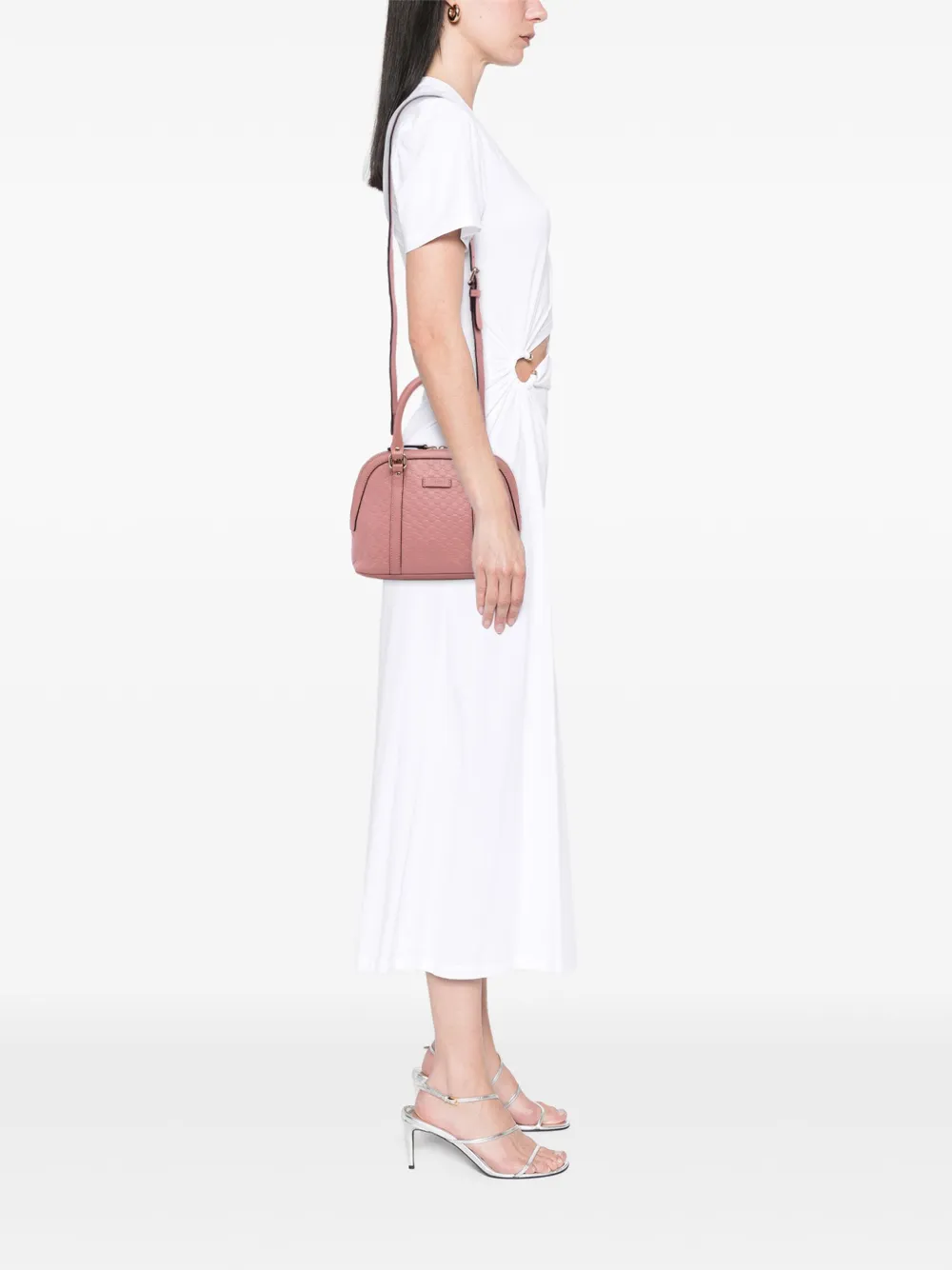Pre-owned Gucci 2016-2025 Mini Microssima Dome Satchel In Pink