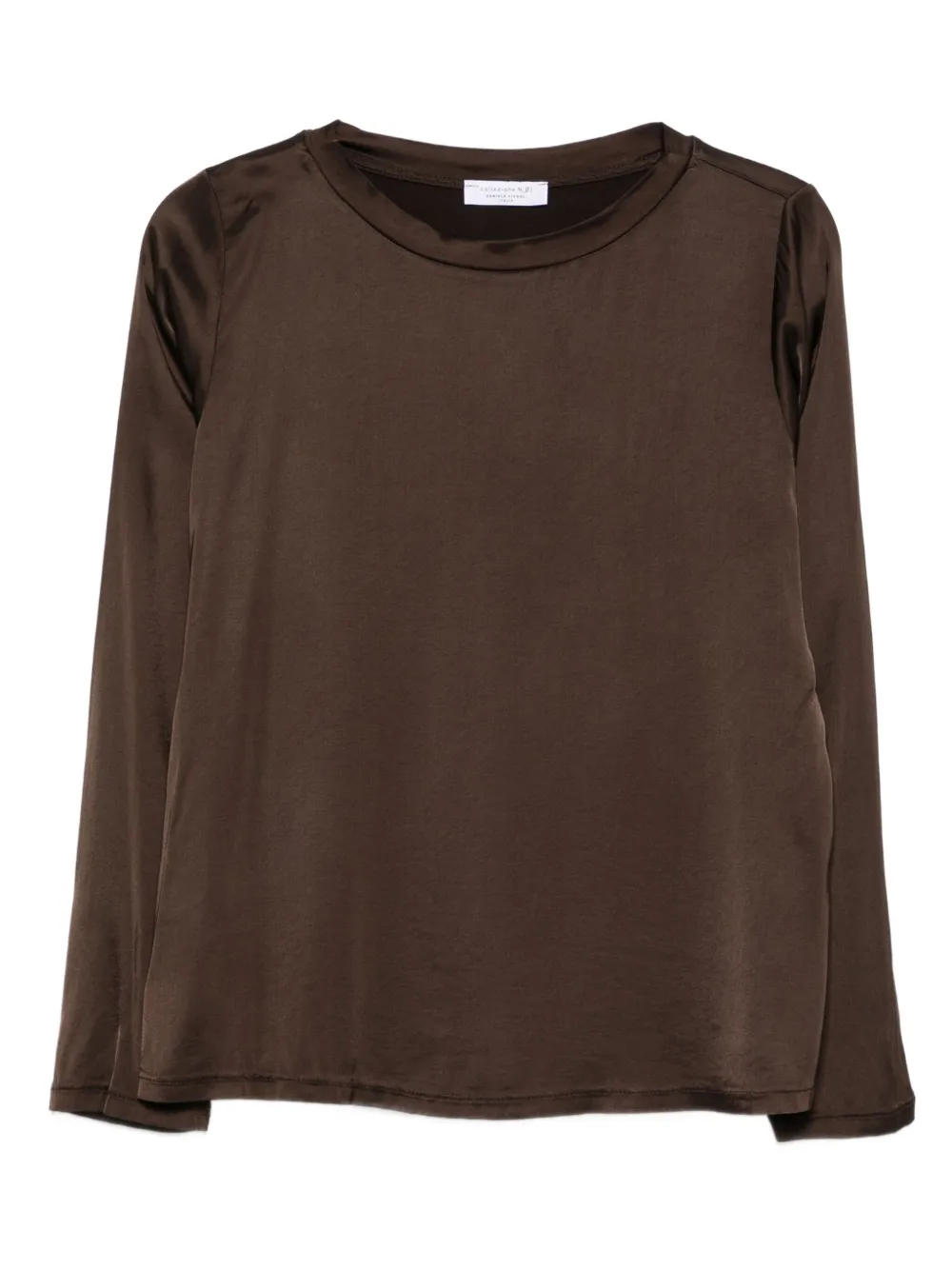 Daniele Fiesoli long-sleeve satin top | Brown | Image 1