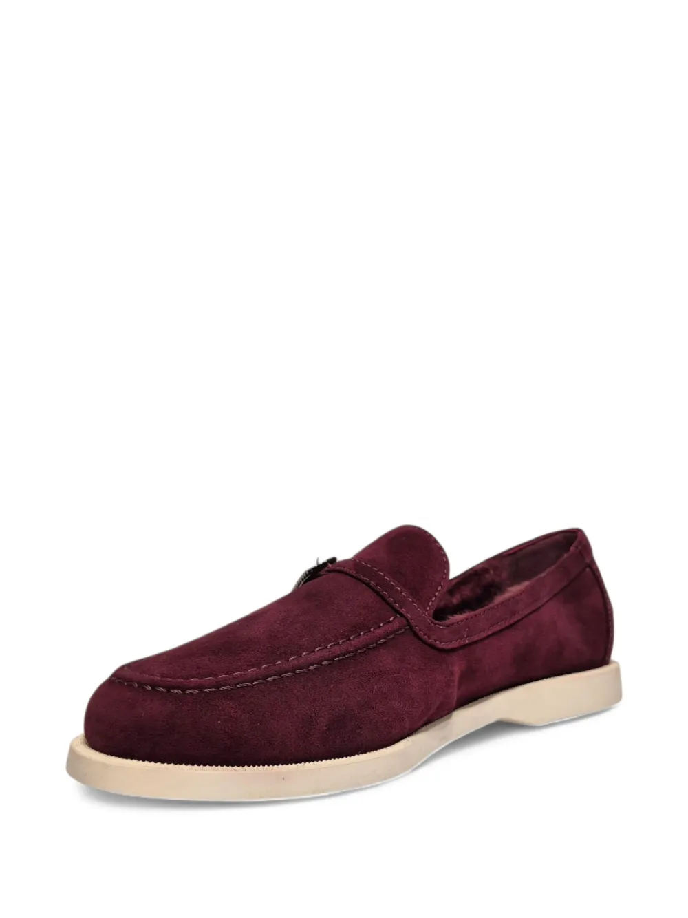 Le Silla crystal-buckle suede loafers Red