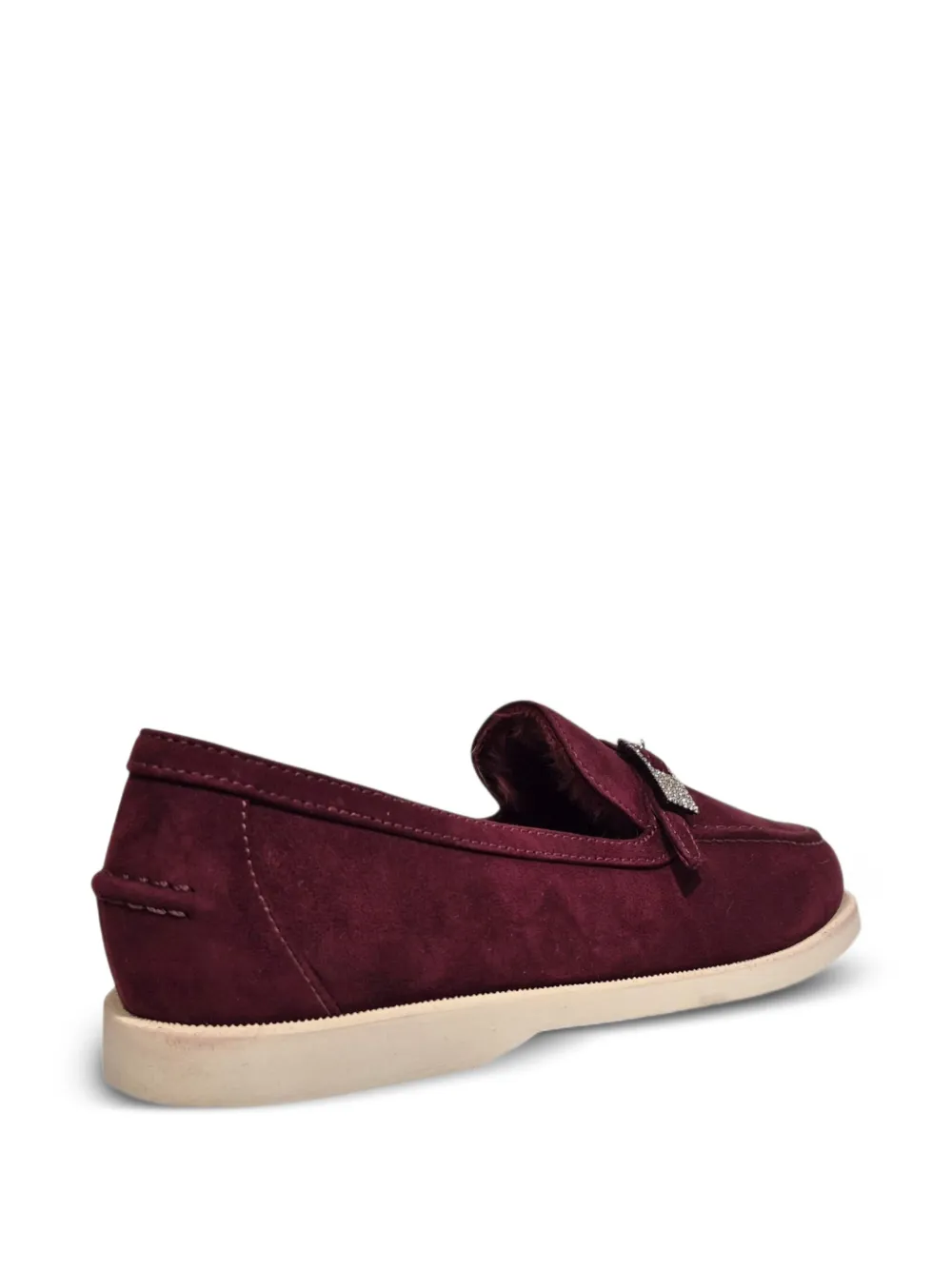 Le Silla crystal-buckle suede loafers Red