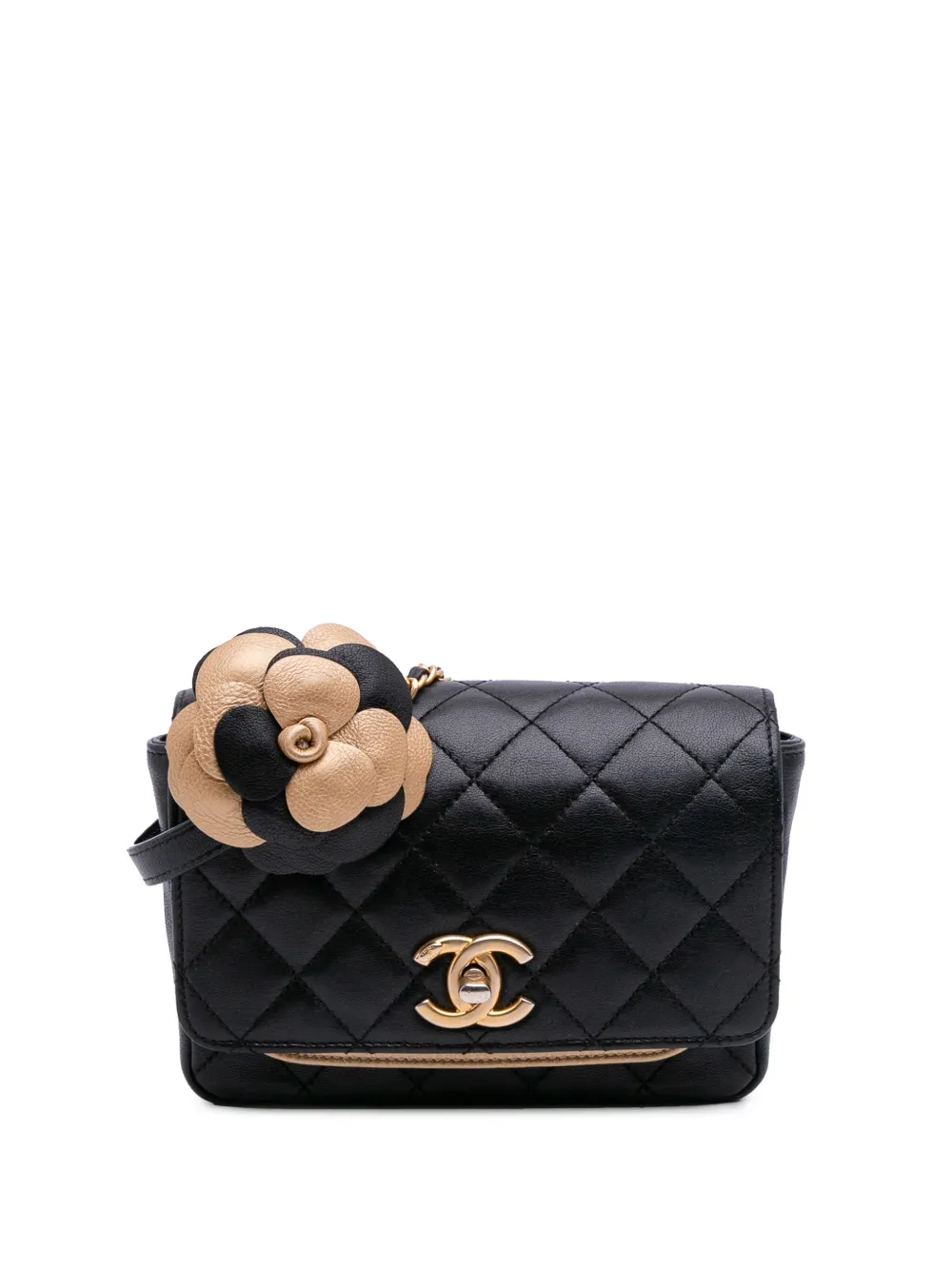 CHANEL Pre-Owned 2017-2018 Small Quilted Lambskin Private Affair Camellia Flap crossbody bag | Black | Image 1